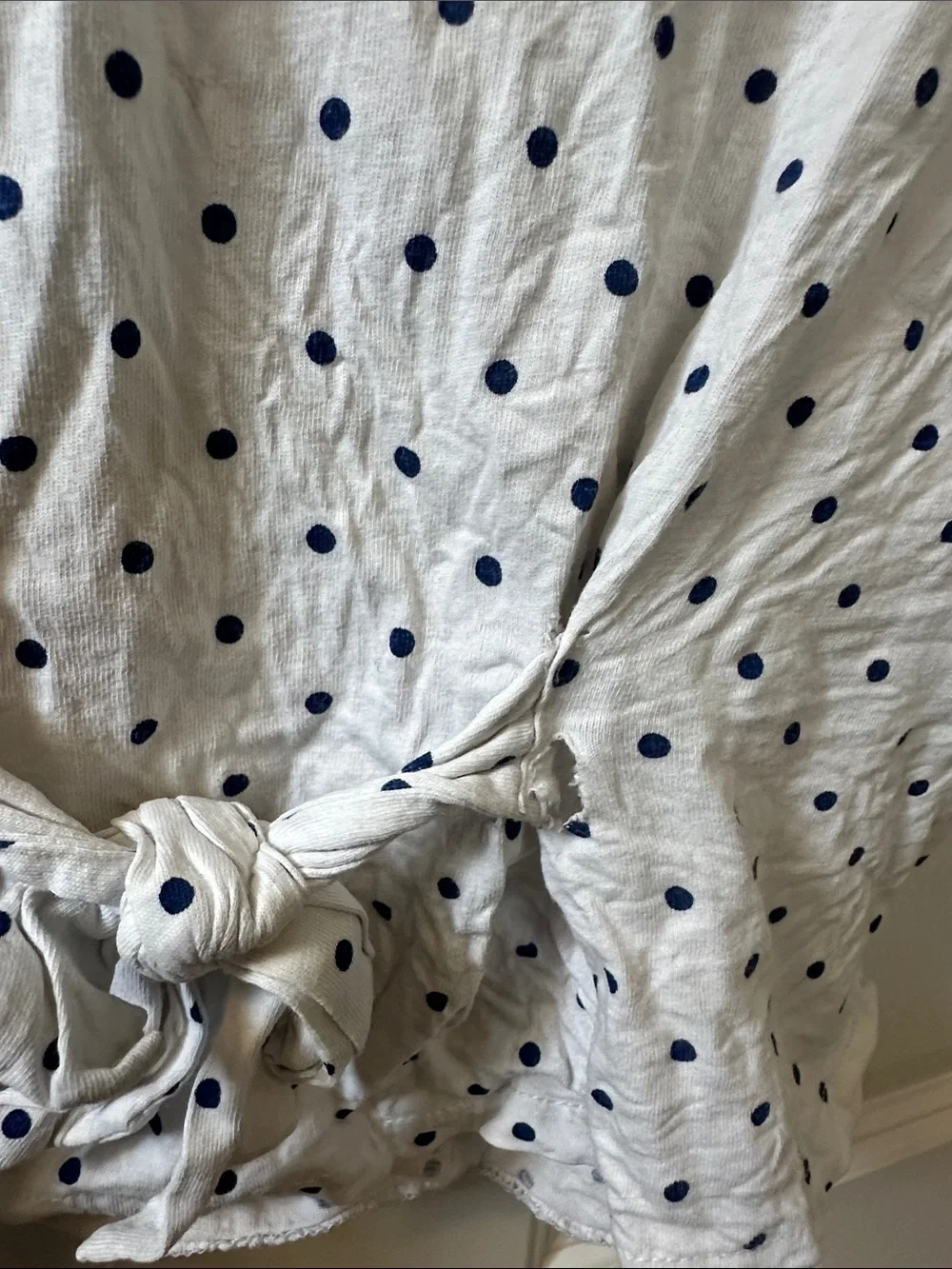 OshKosh B'gosh White Polka Dot Tie-Front Crop Top